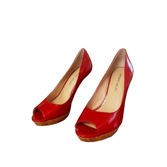 Antonio Melani Red Open Toe Pumps Size 9 - Picture 11 of 11